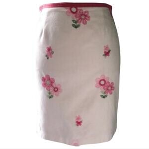 Cynthia Steffe Pink and White Floral Embroidered Pencil‎ Shirt Size 6